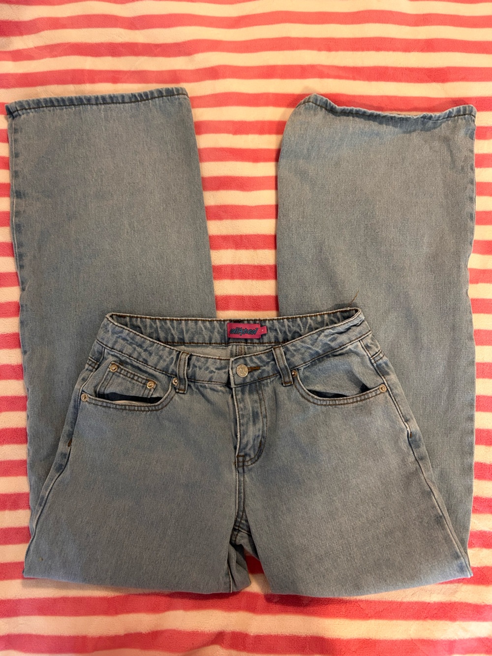 Edikted Light Wash Denim Low rise baggy jeans